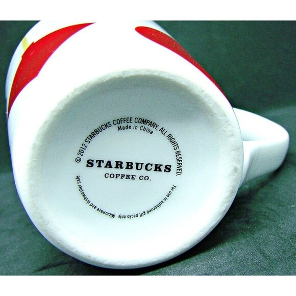 Starbucks 2012 Christmas Holiday Mug Cup White with Red Bulbs Ornaments 13 oz - Picture 5 of 9